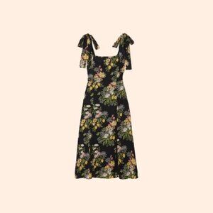 NWT Reformation Black Floral Midi Dress